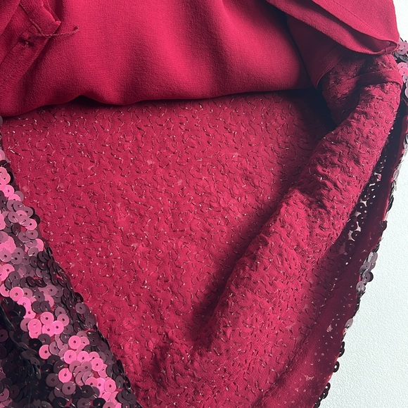 Theory dress‎ Dark Red Allegra Sequin party mini evening glam statement size 0 - Picture 7 of 8